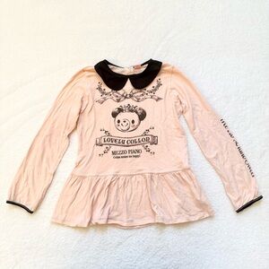 Mezzo Piano Long Sleeve Bear Pink Kawaii Ryosan Jirai Lolita Hime 150cm M Japan
